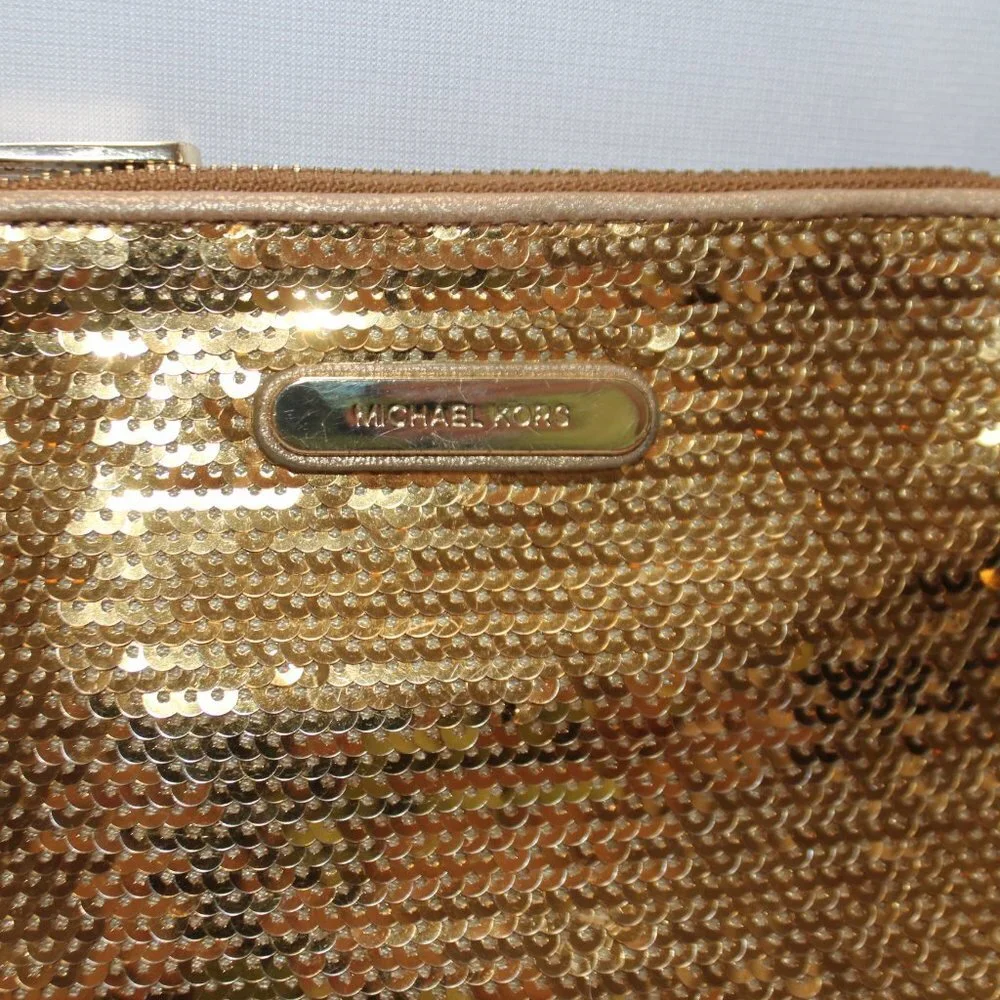 MICHAEL Michael Kors Gold Leather Sequin Mini Handbag/Wristlet